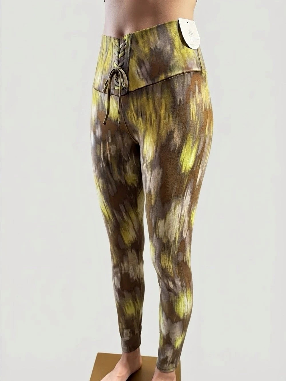 Offline by Aerie OFFLINE Real Me High Waisted Lace-Up Legging Brown & Yellow